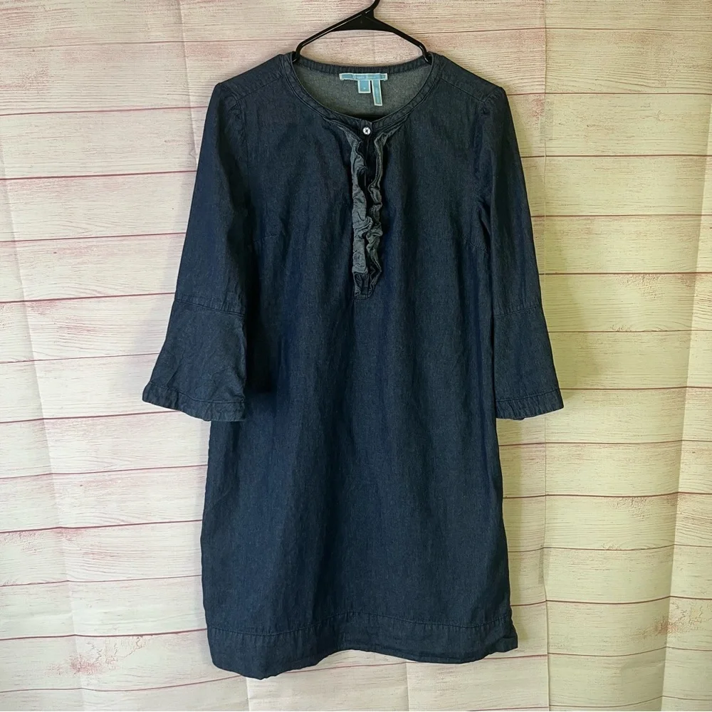 Draper‎ James Denim Ruffle Dress Size 8